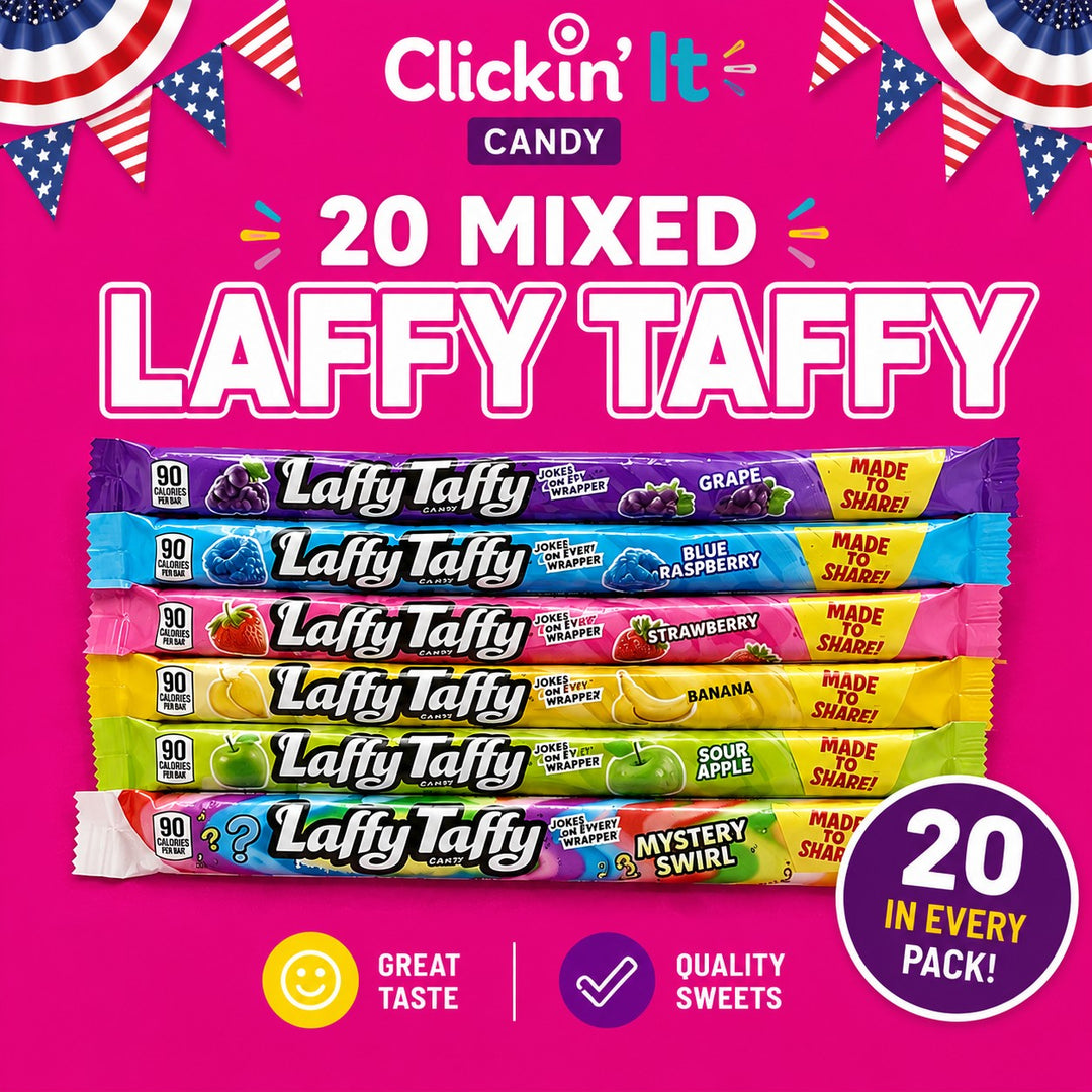 USA Laffy Taffy Rope Variety Pack – 20 American Candy Ropes – Assorted Flavours