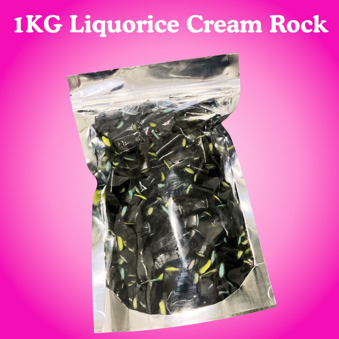 Liquorice Cream Rock 1kg Grab Bag