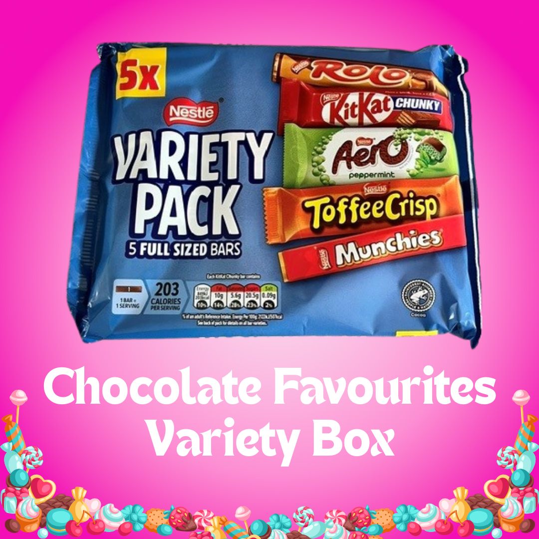 Nestle Variety Pack Chocolate Bar Multipack 218g containing 5 Full Sized Bars -Rolo, KitKat, Toffee Crisp, Munchies and Aero