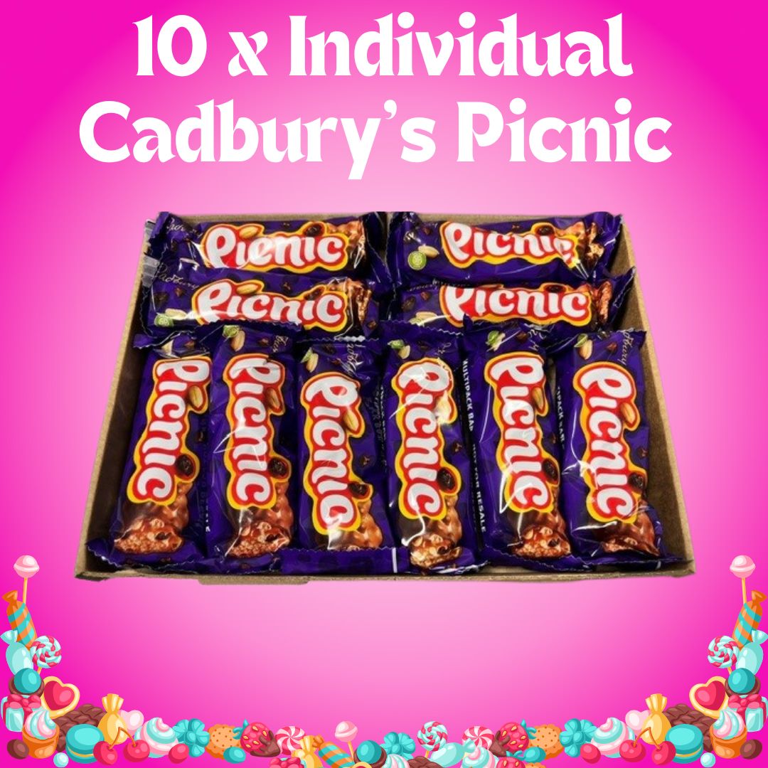 Cadbury Picnic Chocolate Postal Box - 10 X Cadbury Picnic Bars Per Box