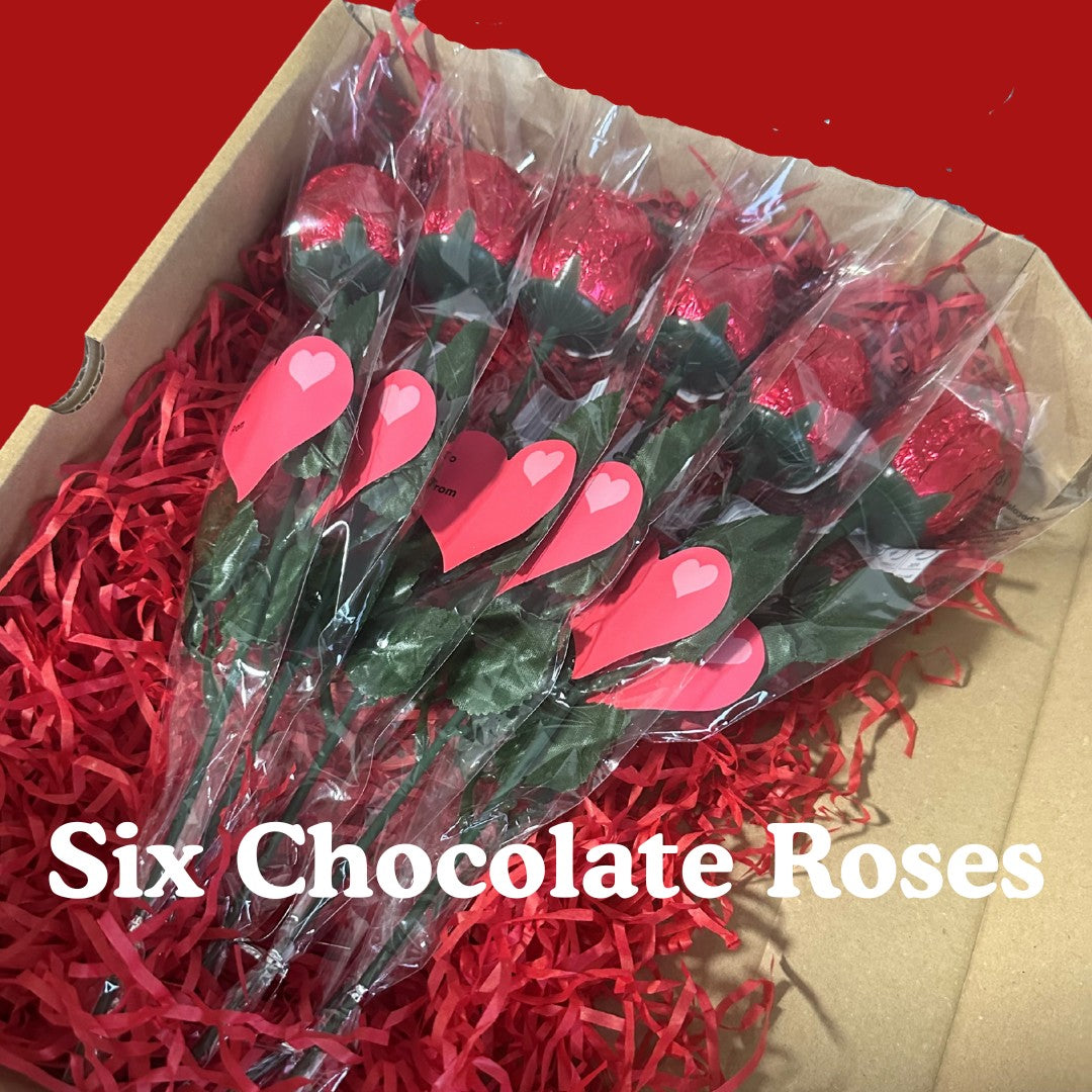 6 Chocolate Red Rose Bouquet - Valentine's Day - Valentines Gift