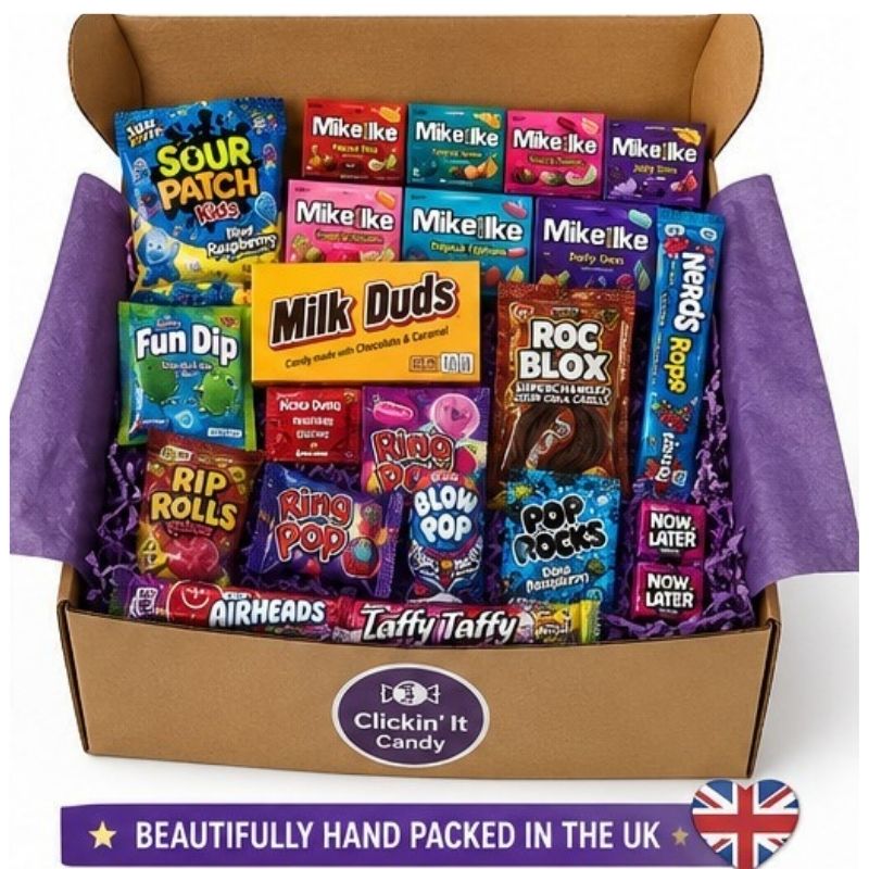 USA Mega Candy Box | 21 American Sweets & Candy Selection | Sour Patch Kids, Mike & Ike, Nerds Rope, Milk Duds & More | USA Gift Box