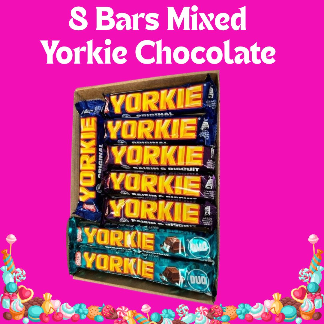 Yorkie Chocolate Selection Box - Chocolate Postal Box - 8 x bars (full size) per box