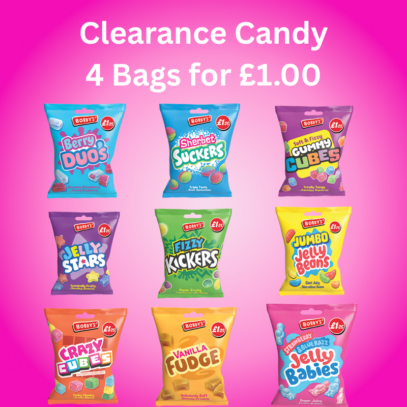 Clearance Candy Bags 4 for £1.00 - Mix & Match Sweet Bags!