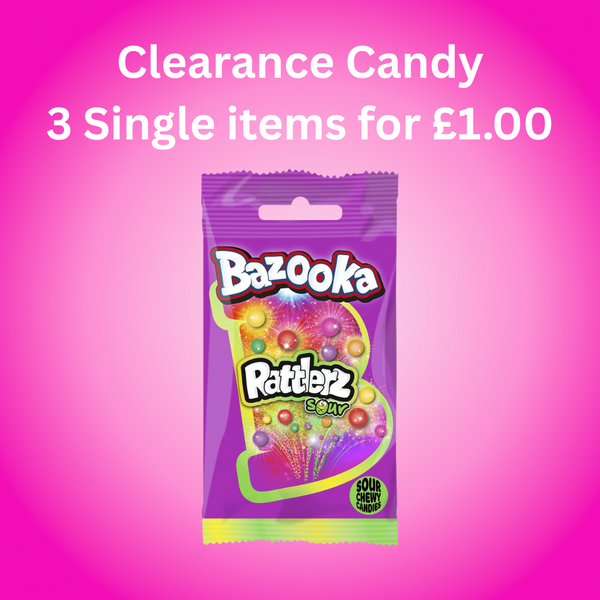 Clearance Candy 3 for £1.00 - Bazooka Rattlerz