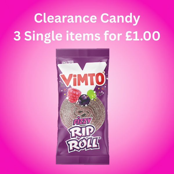 Clearance Candy 3 for £1.00 - Vimto Fizzy Rip Rolls