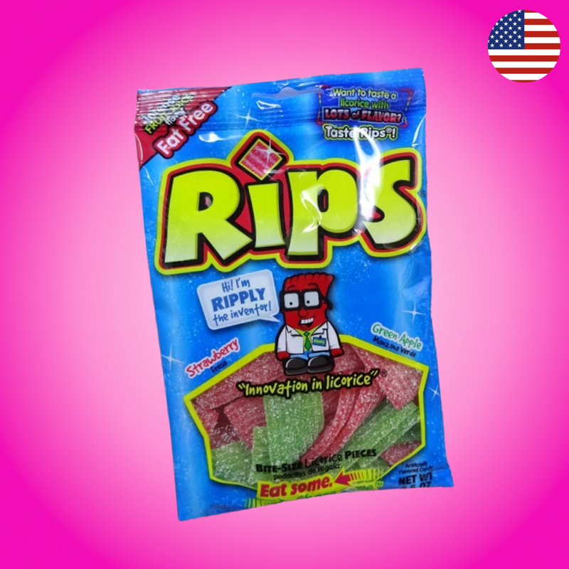 USA Rips Pieces Peg Bag - Strawberry & Green Apple 113g