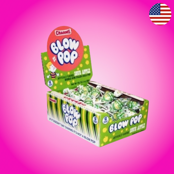 USA Charms Blow Pop Sour Apple Flavour Lollipop 18.4g