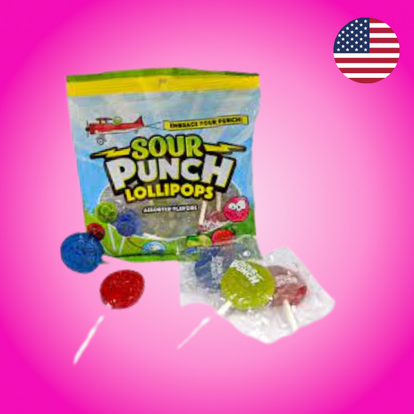 USA Sour Punch Lollipops Peg Bag 85g