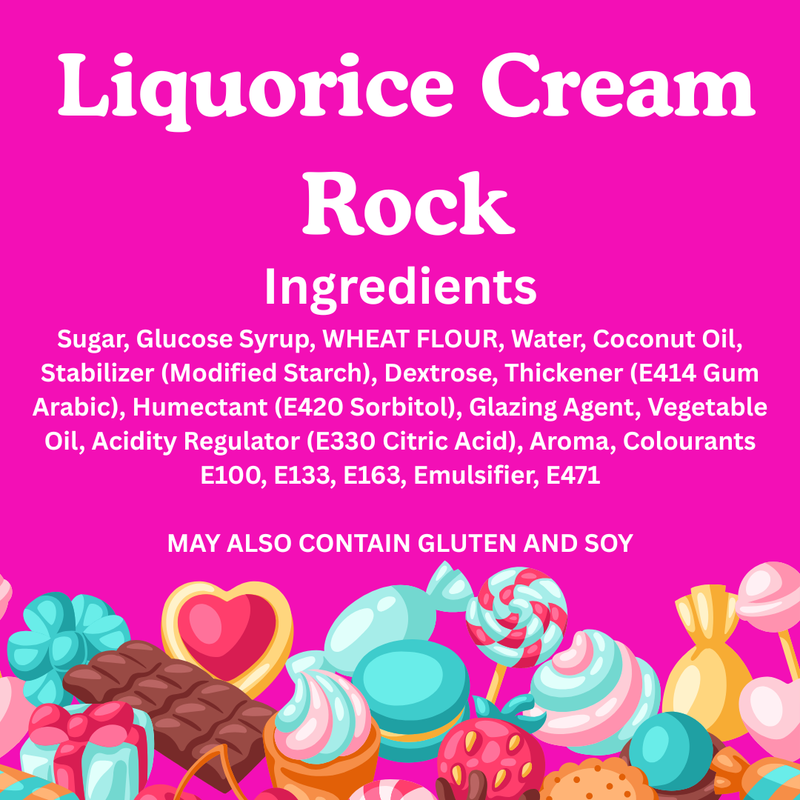 Liquorice Cream Rock 1kg Grab Bag