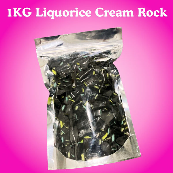 Liquorice Cream Rock 1kg Grab Bag