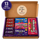 Clickin' It Candy USA Mike & Ike & Now & Later Gift Box – 13 Assorted American Candy Items – Imported USA Sweets Selection – Gift Box with "Just for You" Sticker